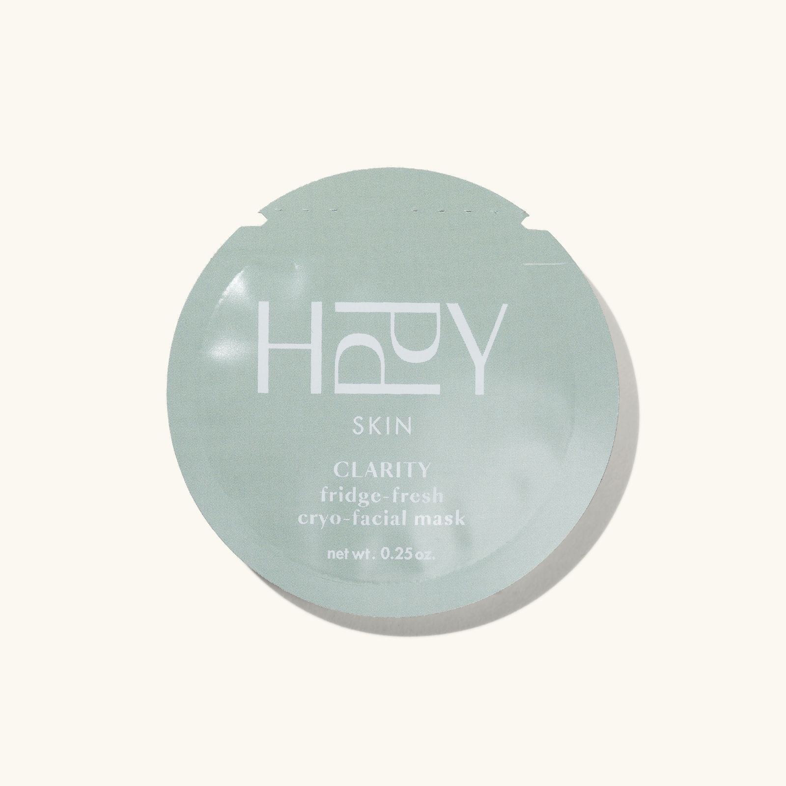 HPPY Skin Clarity fridge-fresh cryo-facial mask packaging on a white background