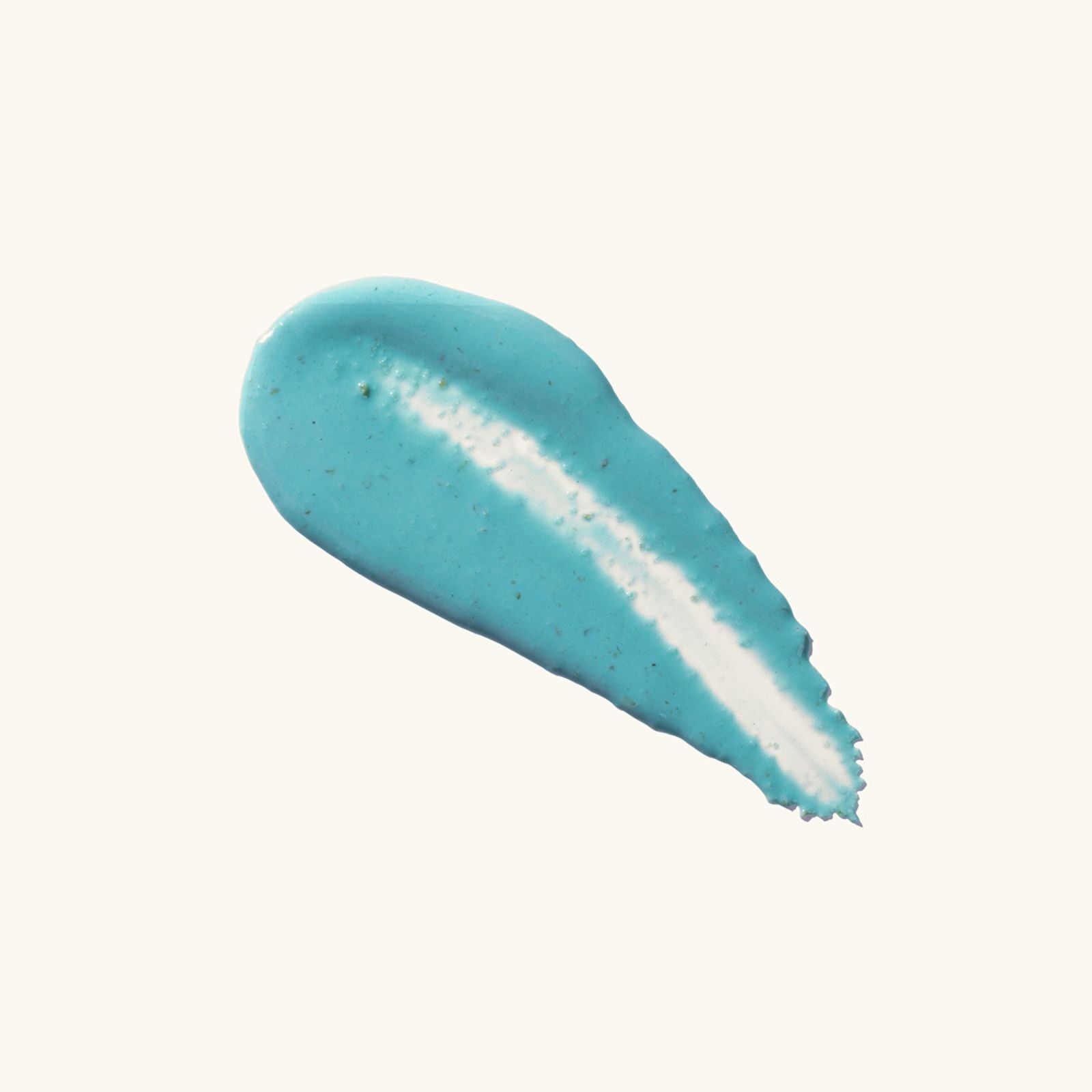 Swatch of blue and white cream on a white background