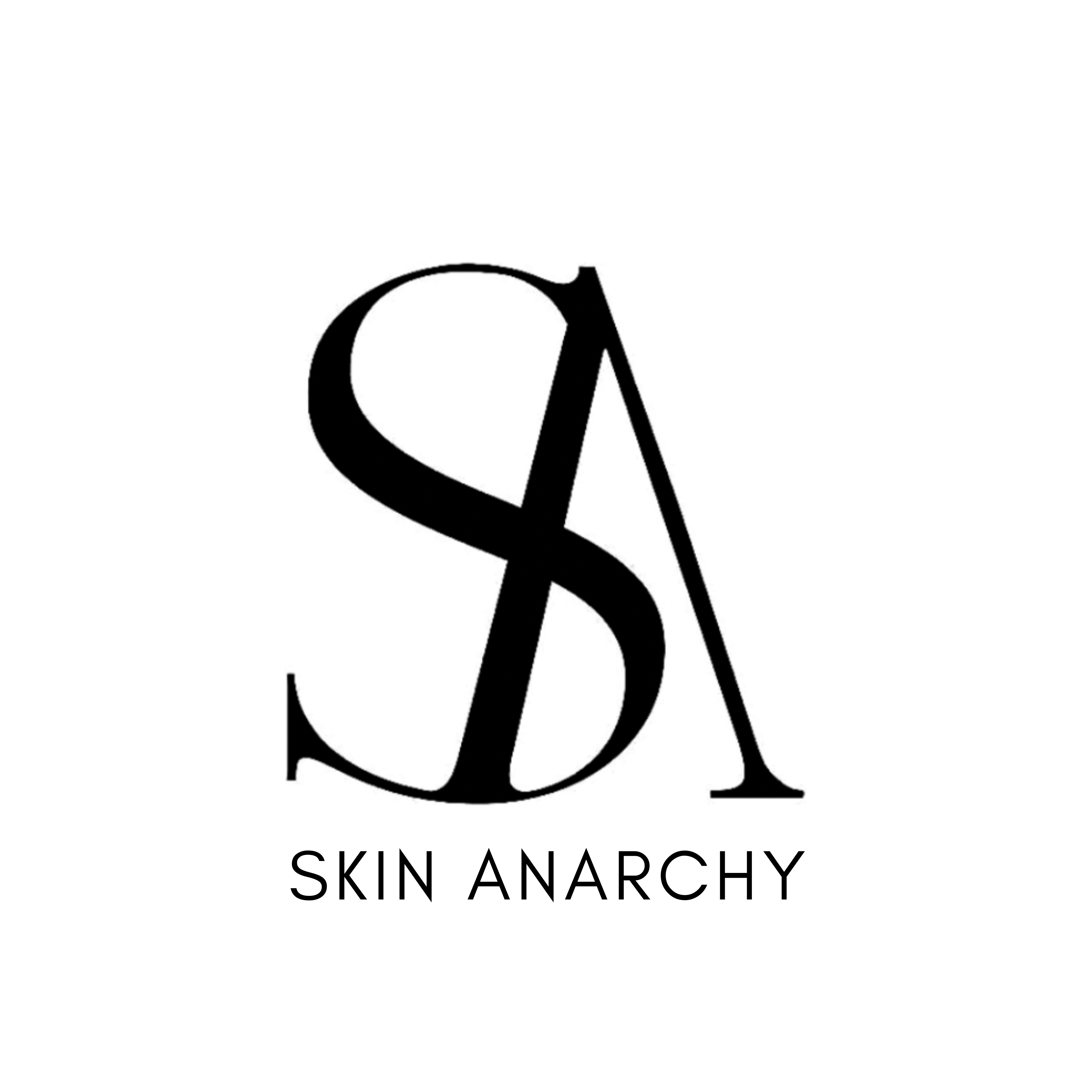 Logo of Skin Anarchy with stylized letters on a white background