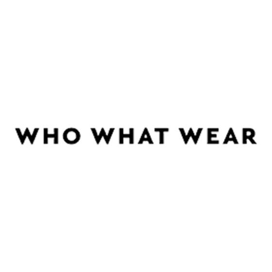 Black 'WHO WHAT WEAR' text on a white background