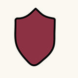 Maroon shield shape on a white background