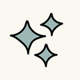 Three stylized stars on a white background