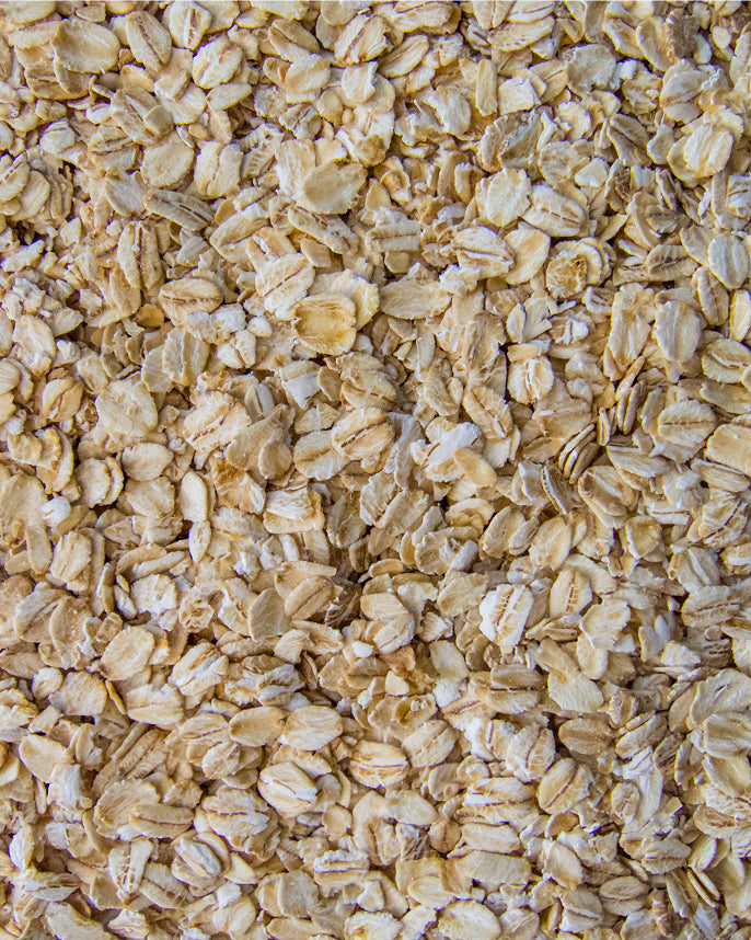 Close-up of a pile of rolled oats